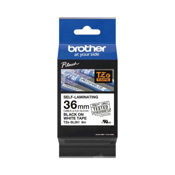 Brother TZeSL261 36mm x 8m Black on White Self Laminating Tape TZeSL261