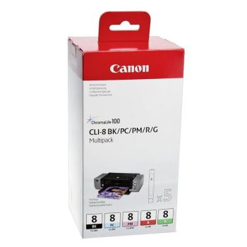 Canon 0620B027 CLI-8 Ink Multi-Pack (BK/PC/PM/R/G)