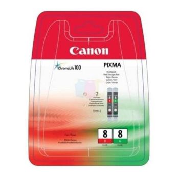 Canon 0626B027AA CLI-8 Red & Green Ink Cartridges (13ml each) 0626B027