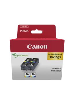 Canon CLI-36 Colour Ink Cartridge Twin Pack (2x 249 pages*) 1511B025