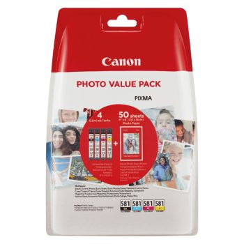 Canon CLI-581 CMYK Ink Cartridge + Photo Paper Value Pack - 2106C006