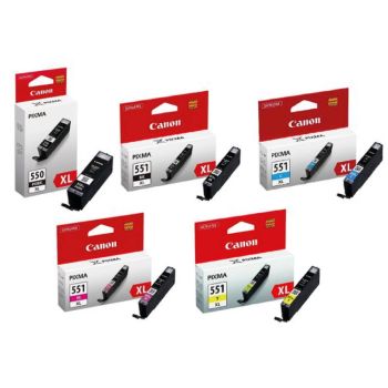 Canon CLI-551 XL High Yield 5 Ink Cartridge Bundle