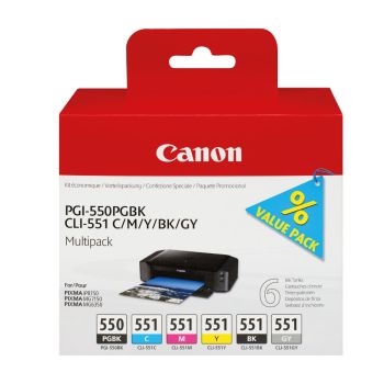 Canon PGI-550 PGBK CLI-551 CMYKG Multipack 6 inks