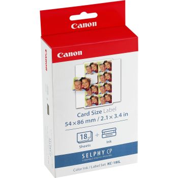 Canon 7740A001 Ink + Label Set - 18 Sheets of 8 (Card Size Sheet / 22x17.3mm Labels) 7740A001AH