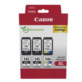 Canon PG-545XL Black x2 & CL-546XL Colour High Yield Ink Cartridge Multi Pack - 8286B013