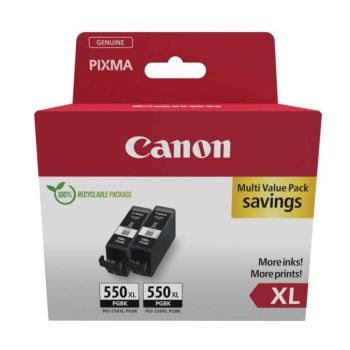 Canon PGI-550XL High Yield Black Ink Cartridge (Twin Pack) 6431B010