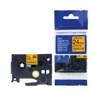 Compatible Brother TZeB51 TZB51 24mm Black On Fluorescent Orange Tape