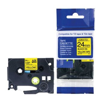 Compatible Brother TZeC51 TZC51 24mm Black On Fluorescent Yellow Tape