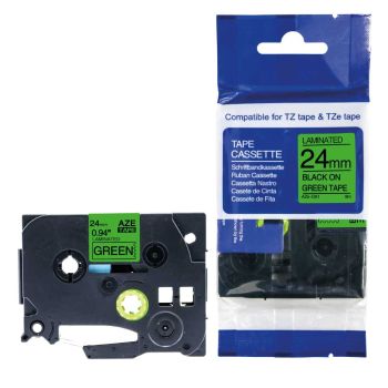 Compatible Brother TZeD51 TZD51 24mm Black on Fluorescent Green Tape