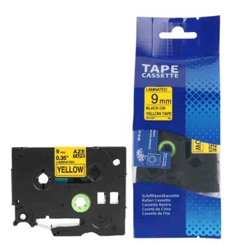 Compatible Brother TZ621 TZe621 9mm Gloss Black On Yellow Tape