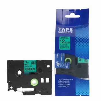 Compatible Brother 12mm Gloss Black On Green Tape CP-TZe731