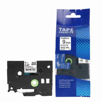 Compatible Brother TXFX221 9mm Flexi Tape Black On White Tape