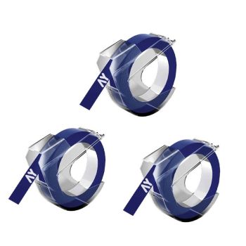 Compatible Dymo 9mm x 3m white on blue tape (3 Rolls) S0847740