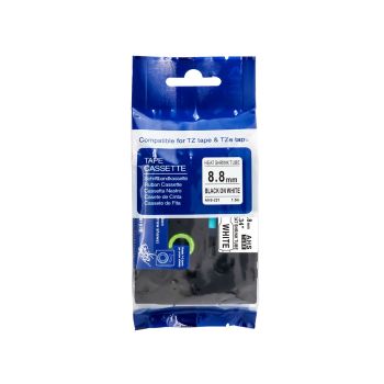 Compatible Brother HSE221 8.8mm x 1.5m Black on White Heat Shrink Tubing Tape