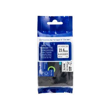 Compatible Brother HSE251 23.6mm x 1.5m Black on White Heat Shrink Tubing Tape