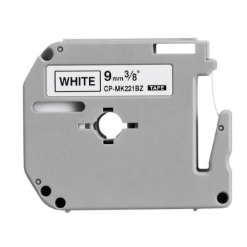 Compatible Brother 9mm Black on White Tape (non-metallic) MK221BZ