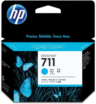 HP CZ134A 711 Cyan Ink Cartridges (3x 29ml)