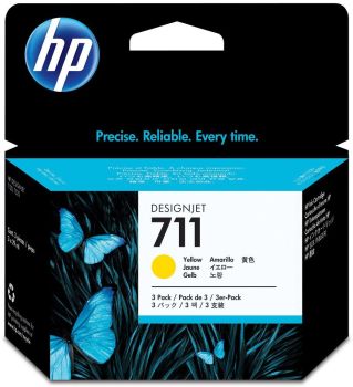 HP CZ136A 711 Yellow Ink Cartridges (3x 29ml )