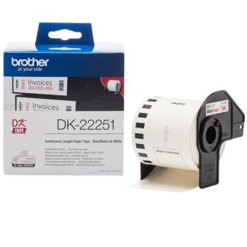 Brother DK22251 - Black / Red Continuous Paper 62mm Label (15.24m)