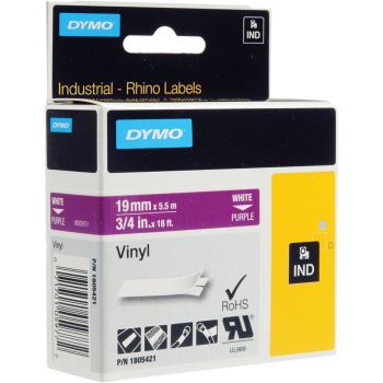 DYMO Rhino 1805421 - 19mm x 5.5m - White on Purple Vinyl Tape