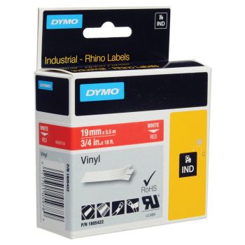 DYMO Rhino 1805422 - 19mm x 5.5m - White on Red Vinyl Tape