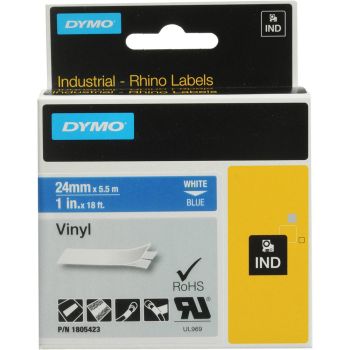 DYMO Rhino 1805423 - 24mm x 5.5m - White on Blue Vinyl Tape