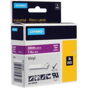 DYMO Rhino 1805428 - 24mm x 5.5m - White on Purple Vinyl Tape