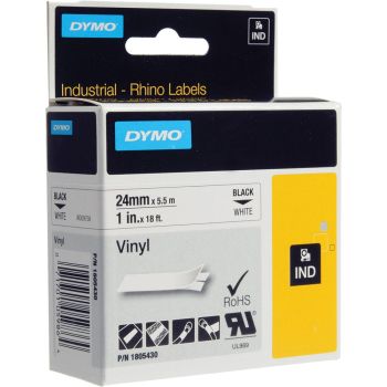 DYMO Rhino 1805430 - 24mm x 5.5m - Black on White Vinyl Tape