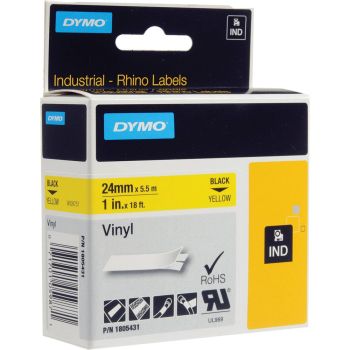 DYMO Rhino 1805431 - 24mm x 5.5m - Black on Yellow Vinyl Tape