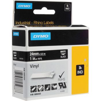 DYMO Rhino 1805432 - 24mm x 5.5m - White on Black Vinyl Tape