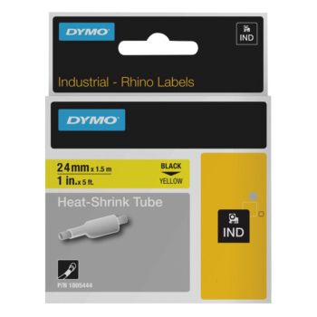 DYMO Rhino 1805444 - 24mm x 1.5m - Black on Yellow Heat Shrink Tubing Tape