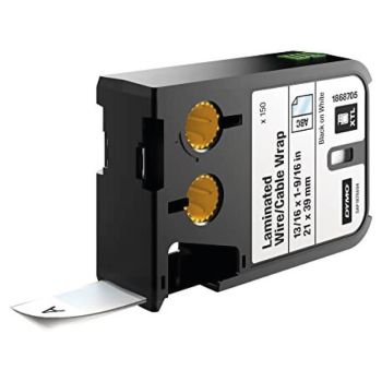 Dymo Laminated Wire Cable Wrap Black on White (21 x 39mm) 1868705