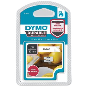 Dymo 1978364 D1 Durable Black on White Tape (12x5.5 Metres)