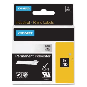 DYMO Rhino 622290 - 19mm x 5.5m - Black on Clear Permanent Polyester Tape