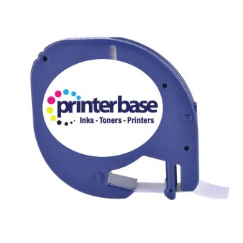 Compatible Dymo 91201 12mm x 4m - Black on White Plastic Tape