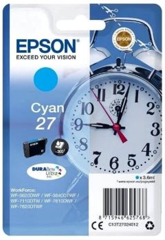 Epson C13T27024012 27 Cyan Ink Cartridge (300 Pages*)