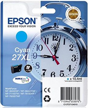 Epson C13T27124012 27XL Cyan Ink Cartridge (1,100 Pages*) 