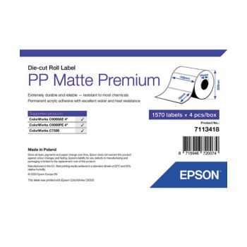 Epson PP Matte Label Premium, Die-cut Roll - 102mm x 76mm (1,570 Labels) 7113418