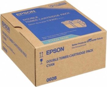 Epson C13S050608 Cyan Toner Cartridge Double Pack (2x 7,500 pages*)