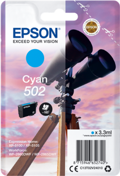 Epson 502 Standard Cyan Ink Cartridge (165 Pages*) C13T02V24010