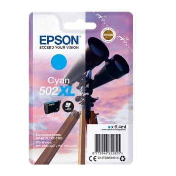 Epson 502XL High Yield Cyan Ink Cartridge (470 Pages*) C13T02W24010