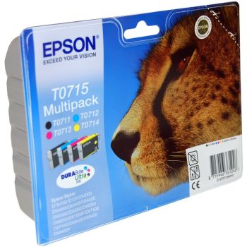 Epson C13T07154010 T0715 CMYK Ink Cartridge Multipack (CMY - 5.5ml, K - 7.4ml) C13T07154012