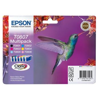 Epson C13T08074011 T0807 CMYK/LC/LM Ink Cartridge Multipack (6x 7.4ml) C13T08074010