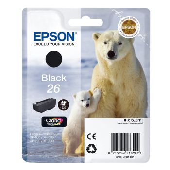 Epson T2601 Standard Yield 26 Black Ink Cartridge (6.2ml) C13T26014010