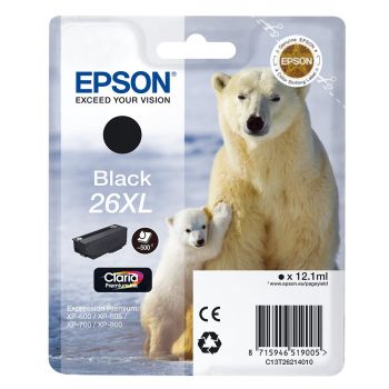 Epson T2621 High Yield 26XL Black Ink Cartridge (12.2ml) C13T26214010