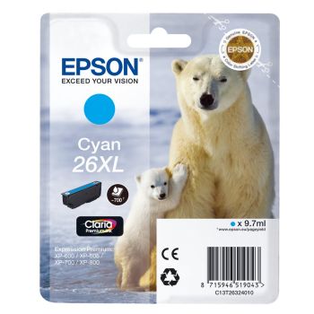 Epson T2632 High Yield 26XL Cyan Ink Cartridge (9.7ml) C13T26324010