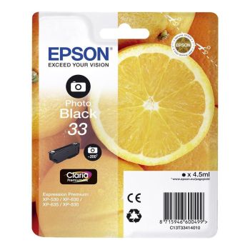 Epson C13T33414010 T3341 Standard 33 Photo Black Ink Cartridge (4.5ml)