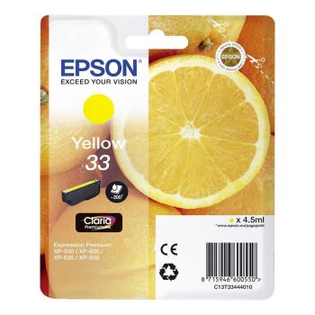 Epson C13T33444010 T3344 Standard 33 Yellow Ink Cartridge (4.5ml)