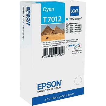 Epson C13T70124010 T7012 Extra High Yield Cyan Ink Cartridge (3,400 pages*)