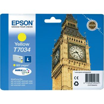 Epson C13T70344010 T7034 Standard Yield Yellow Ink Cartridge (800 pages*)